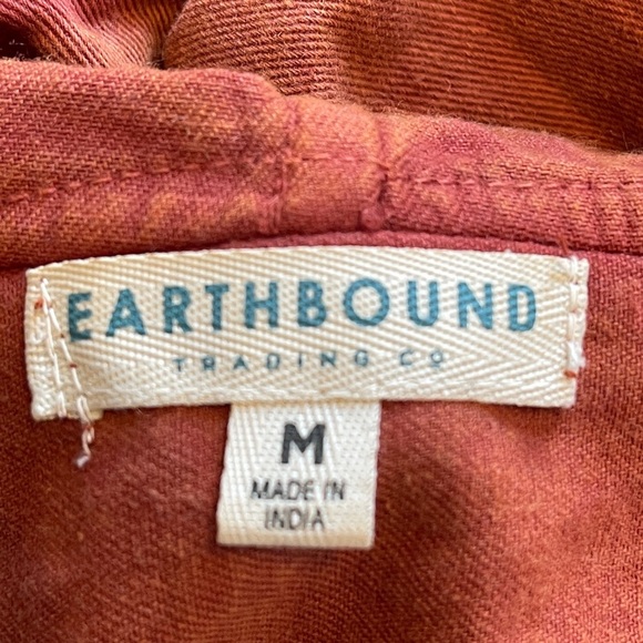 Earthbound Patchwork Embroidered Hooded Jacket Size M Rust Cropped Boho Hippie - Picture 5 of 9